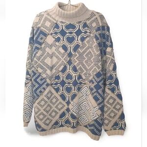 Express Tricot 3D Handknitted Patchwork Sweater Large Geometric Y2k Vintage 90s